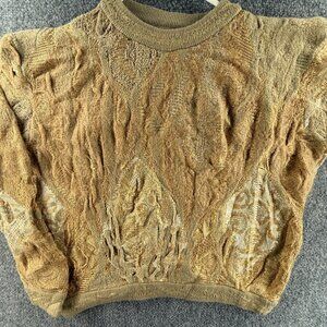 COOGI Australia Mohair Wool Blend Gold Beige Sweater Medium Crew Knit Pullover